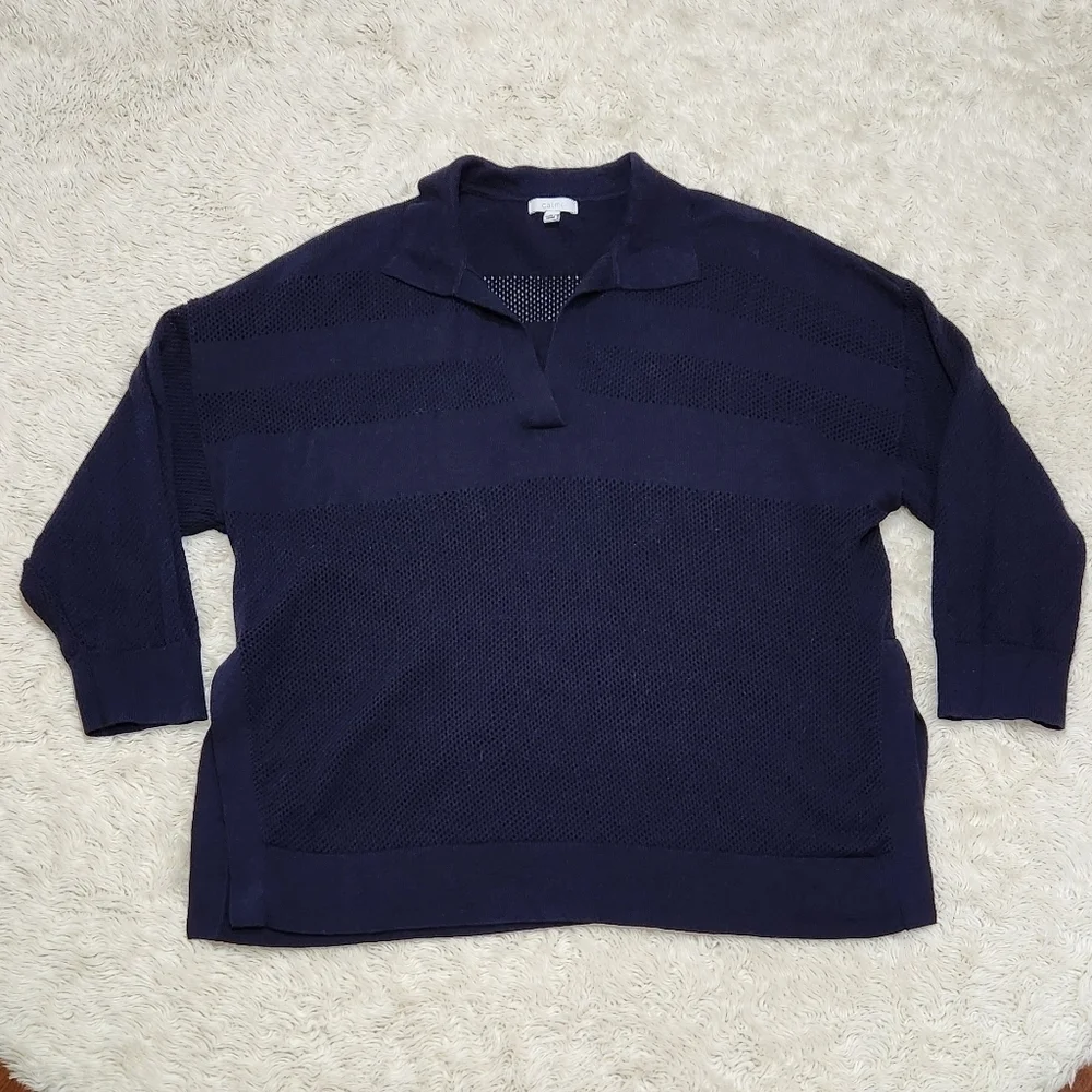 JOHNNY WAS Calme Pullover Sweater Organic Cotton / Cashmere Dark Blue Size XL